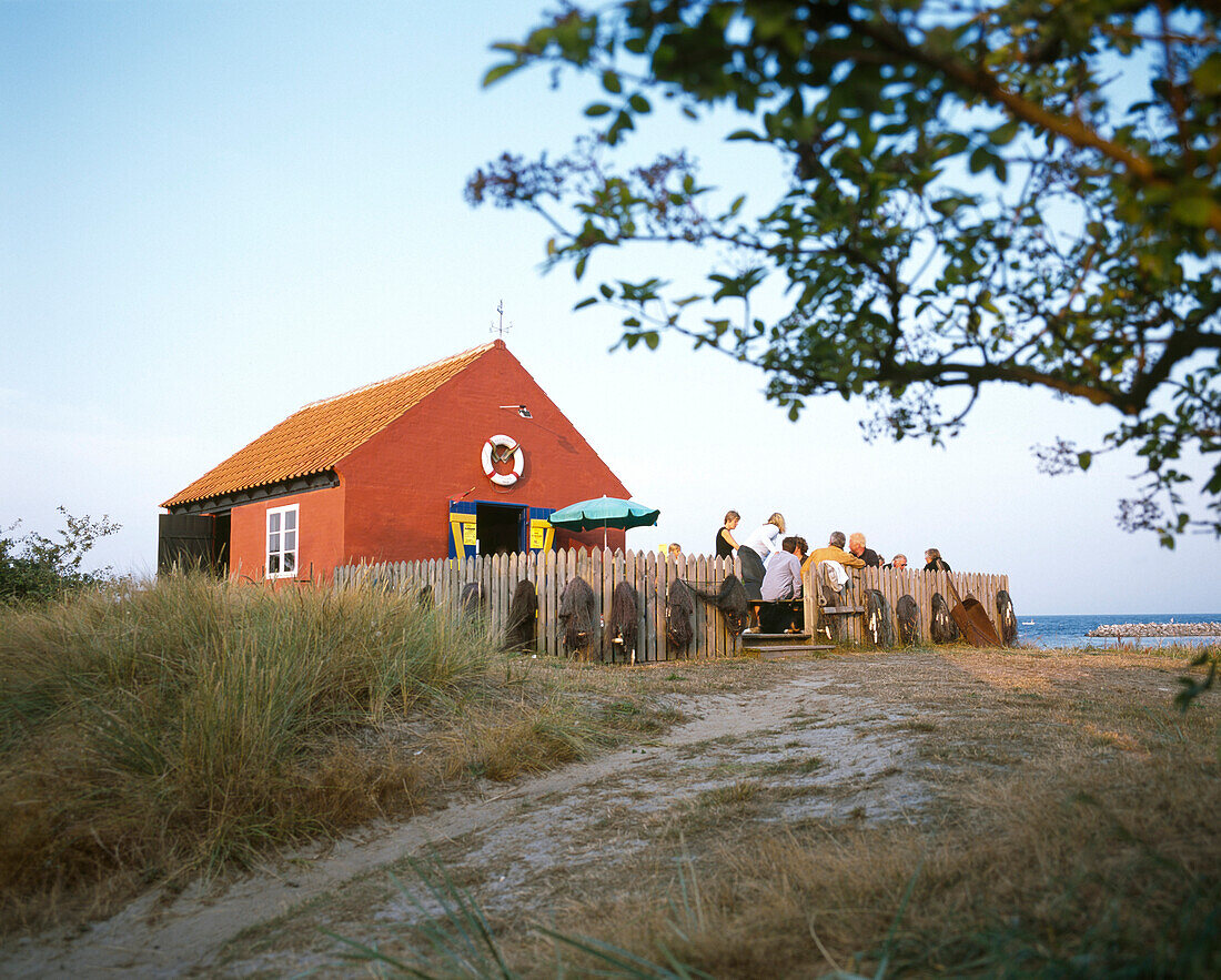 Small fish restaurant, Snogebaek, East coast, Bornholm, Denmark, Baltic Sea