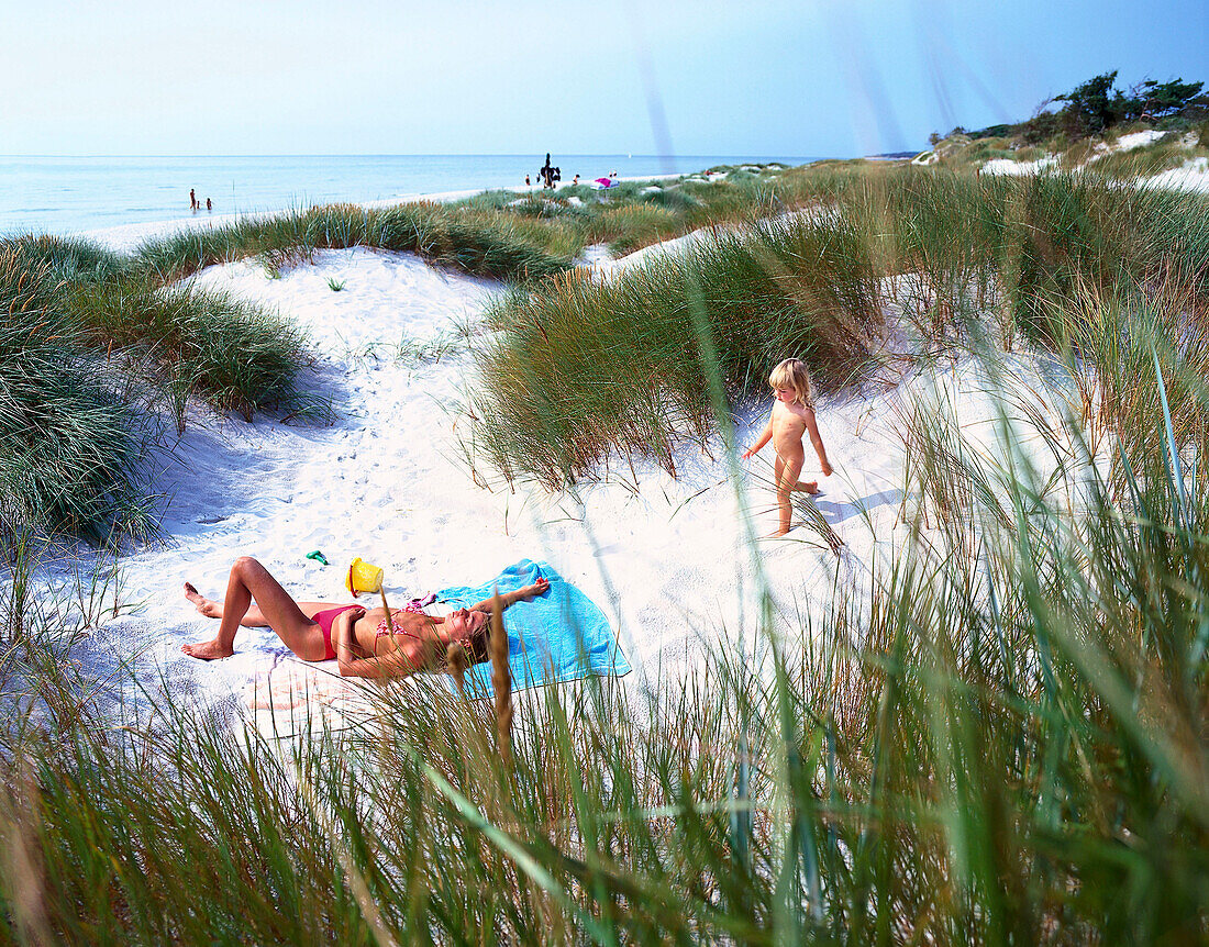 Mother with child, Dueodde, Bornholm Denmark