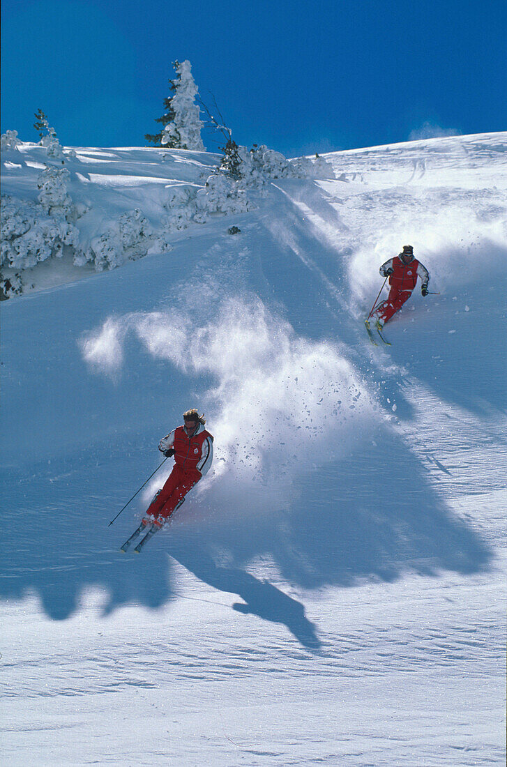 Skifahrer im Tiefschnee