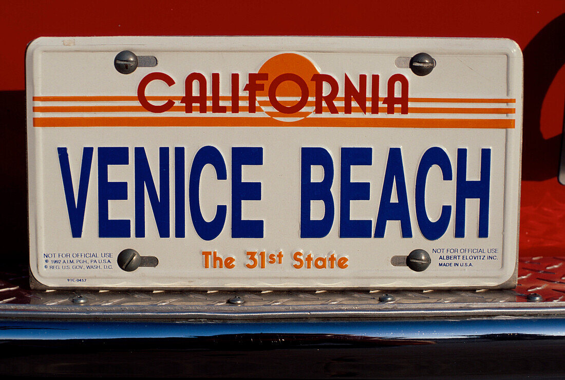 Nummernschild der Feuerwehr, Venice Beach, Los Angeles USA