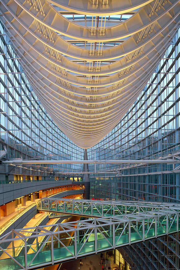 Top floor of Tokyo International Forum from architect Rafael Vinoly, Marunouchi, Tokyo, Japan