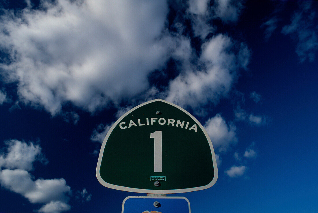 Strassenschild, Highway One, Scenic Route, Kalifornien USA