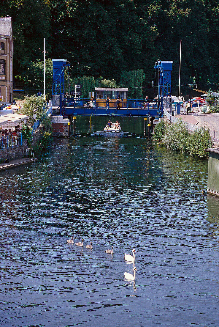 Hubbruecke, Plau am See, Mecklenburgische Seenplatte Meck.-Vorpommern, Deutschland