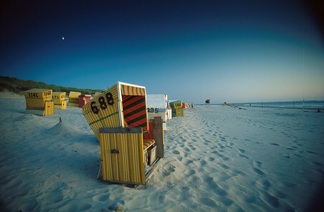 Beach chairs on the beach, Langeoog, Lower Saxony, Germany