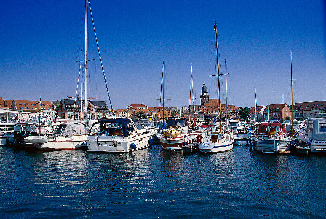 Marina of Waren, Mueritz, Mecklenburg Lake District, Mecklenburg-Western Pomerania, Germany