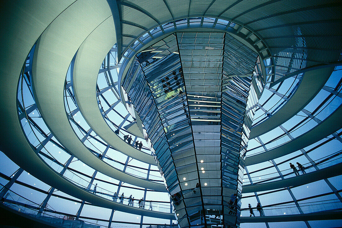 Glass dome, designed by Norman Foster, Reichstag, Berlin, Germany