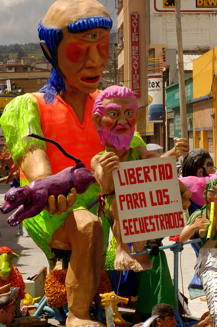 Freedom for the kidnapped, Carnaval de Negros y Blancos, Pasto, Colombia, South America