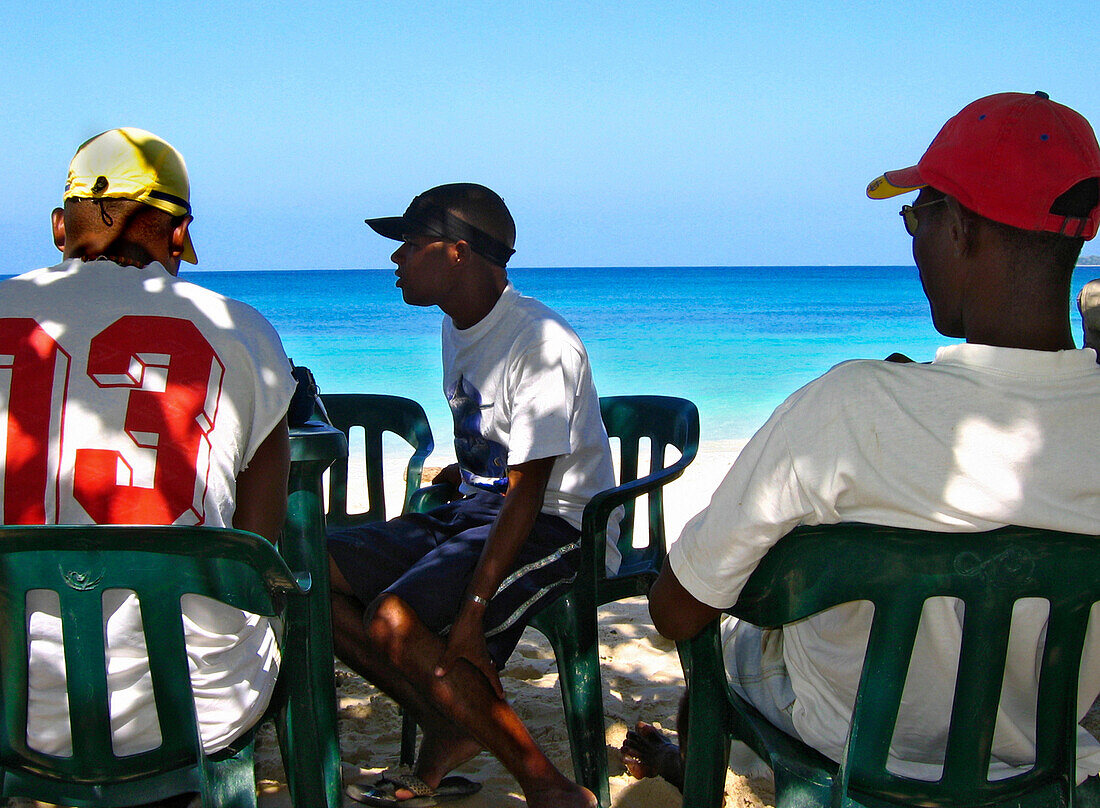 Boys chilling on the Beach, Carribbean Beach, Cartagena, Colombia, South America