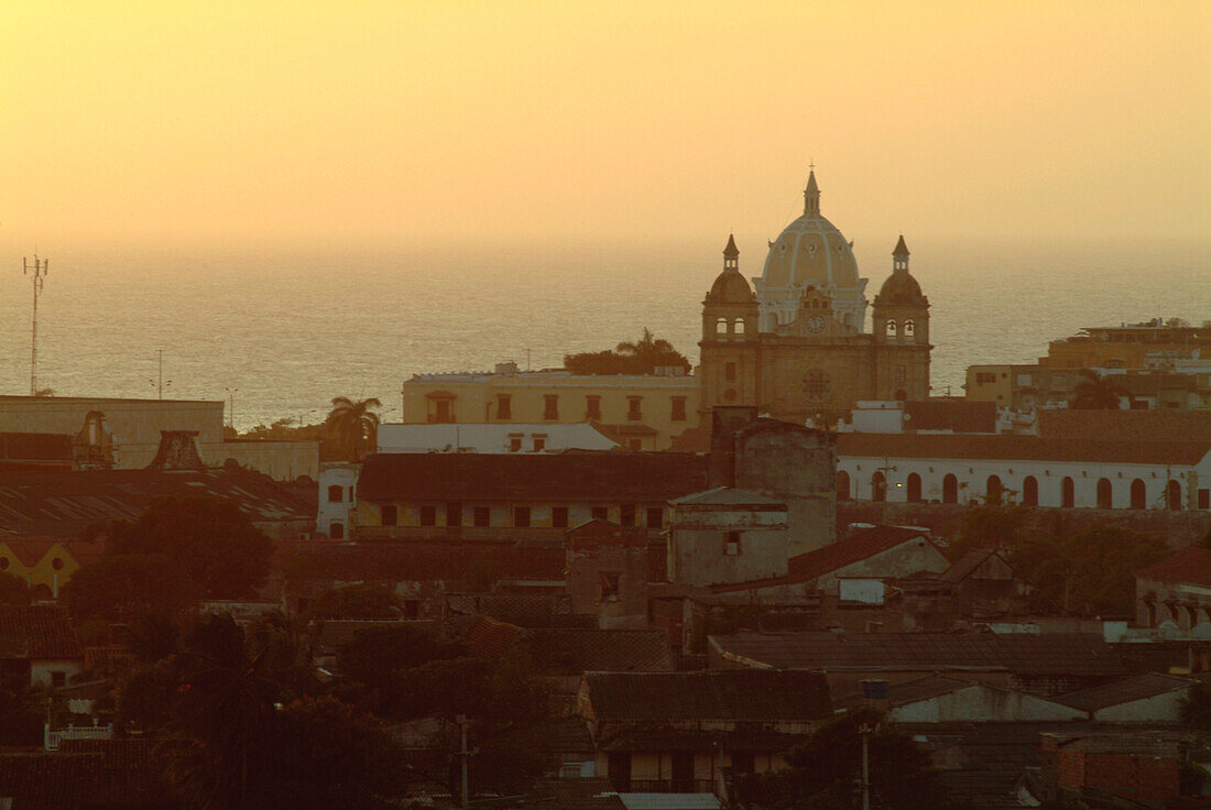 Iglesia de San Pedro Claver, Evening, Cartagena de Indias, Colombia, South America