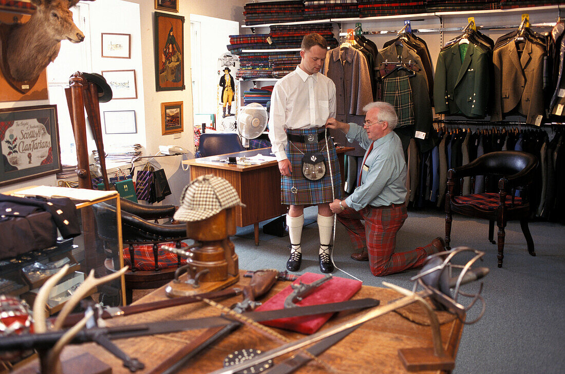 Kiltmaker Ian Chisholms, Inverness, Schottland Grossbritannien fr