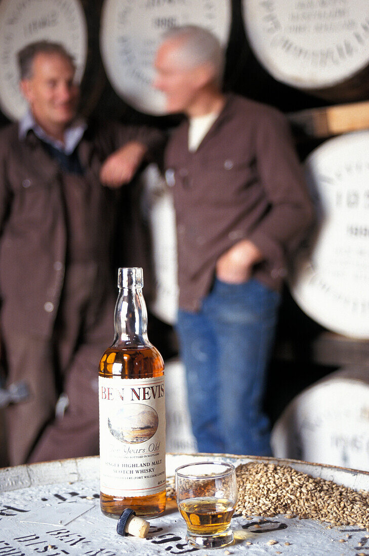 Bottle of Malt Whisky at Ben Nevis distillery, Fort William, Invernesshire, Scotland, Great Britain, Europe
