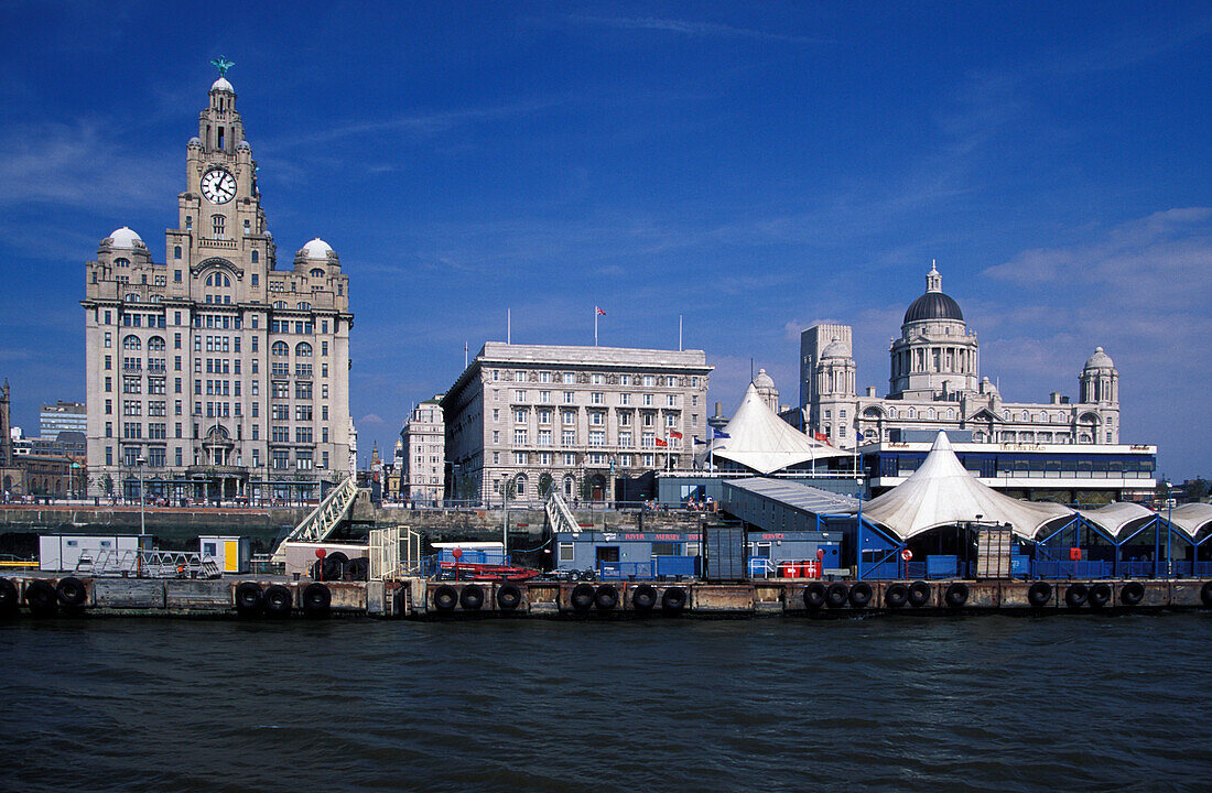 Buildings at Pier's Head at Mersey River, Liverpool, Great Britain, Europe