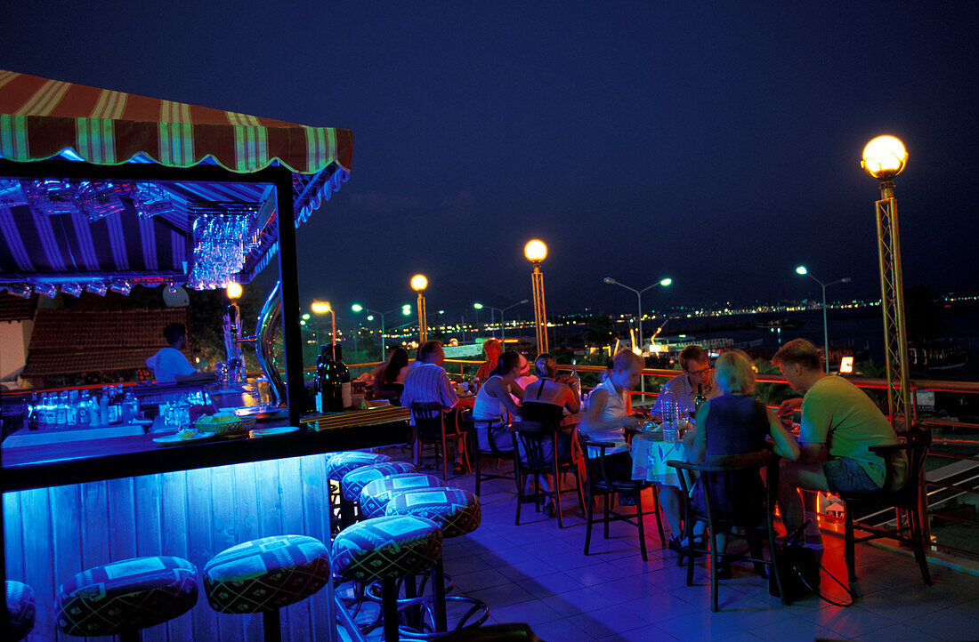 Janus Restaurant at night, Alanya, Habour, Turkish Riviera, Turkey