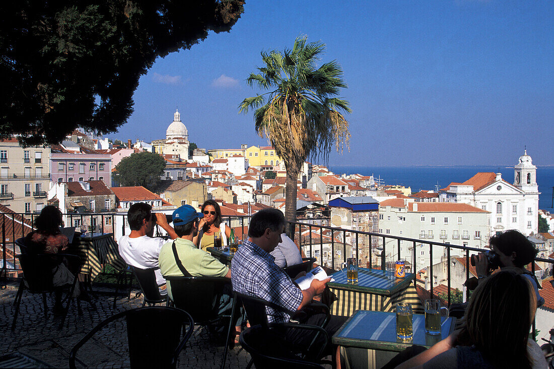 Cafe, Miradouro Santa Luzia, Alfama, Lisbon Portugal