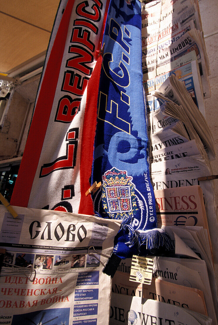 Newspaper & Soccer scarves, Alfama, Lisbon Portugal