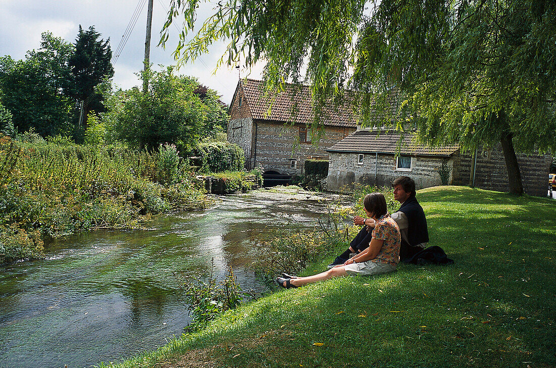 Relaxing by the creek, Godmanstone, Dorset, England