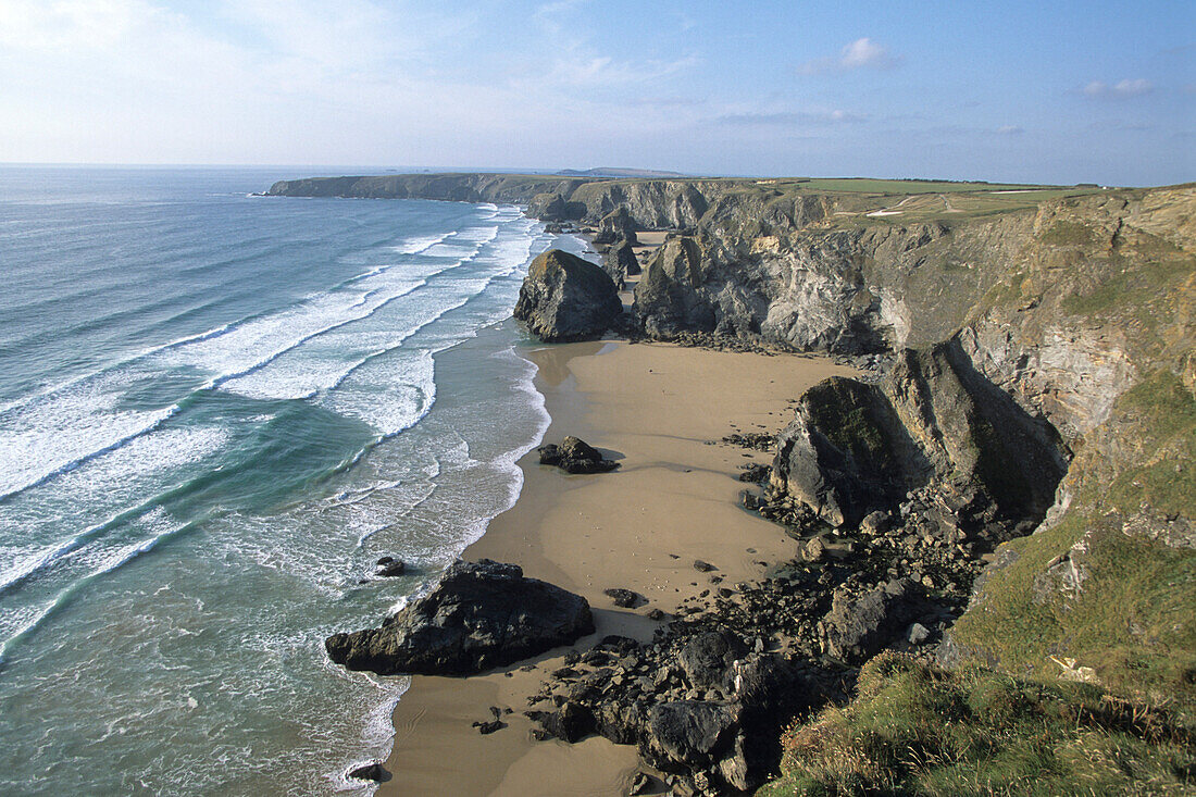 Coastline, Bedruthan Steps, Near Newquay, Cornwall, England