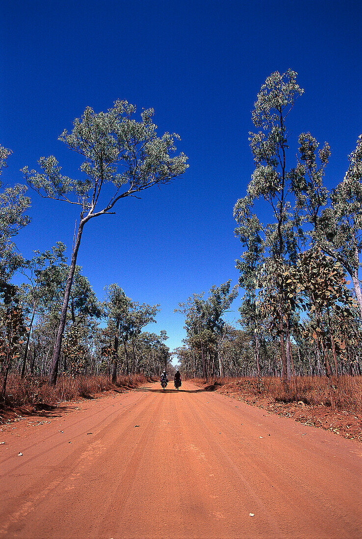Cyclists on Outback Track, Kakadu NP NT, Australia