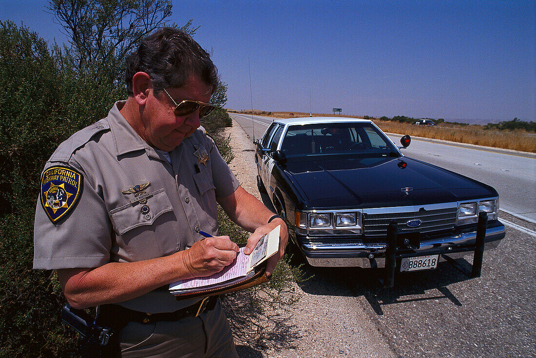 Speeding Ticket on Highway 101, Highway Patrol near King City California, USA