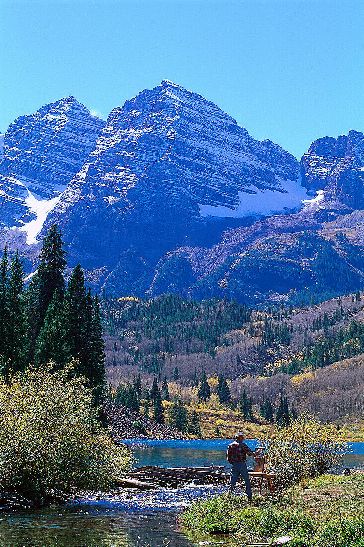 Maroon Bells, Artist, Aspen, Colorado USA