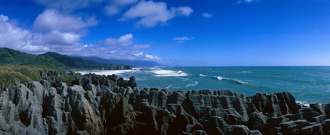 Pancake Rocks im Paparoa Nationalpark, Punakaiki, Westküste, Südinsel, Neuseeland