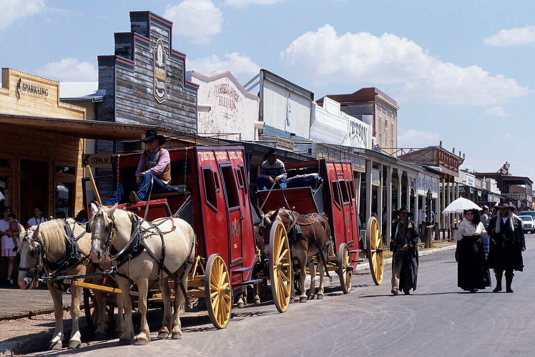 Horse Carriages on Allen St., Tombstone, Arizona, USA