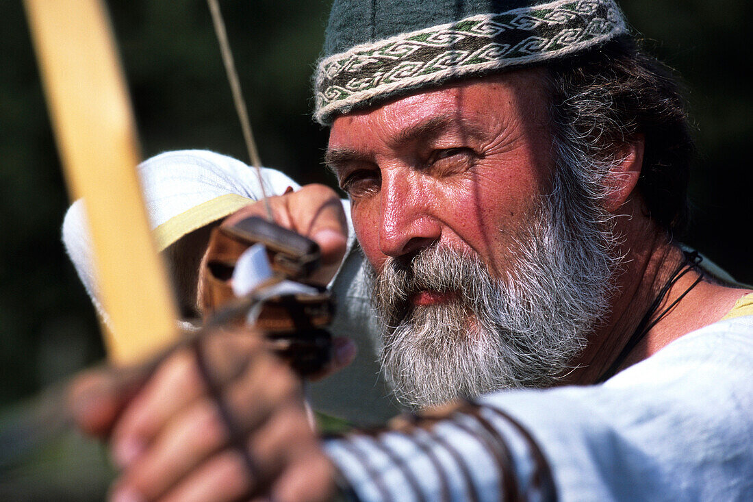 Archery Demonstration, Ribe Vikingecenter, Ribe, Viking centre, Southern Jutland, Denmark