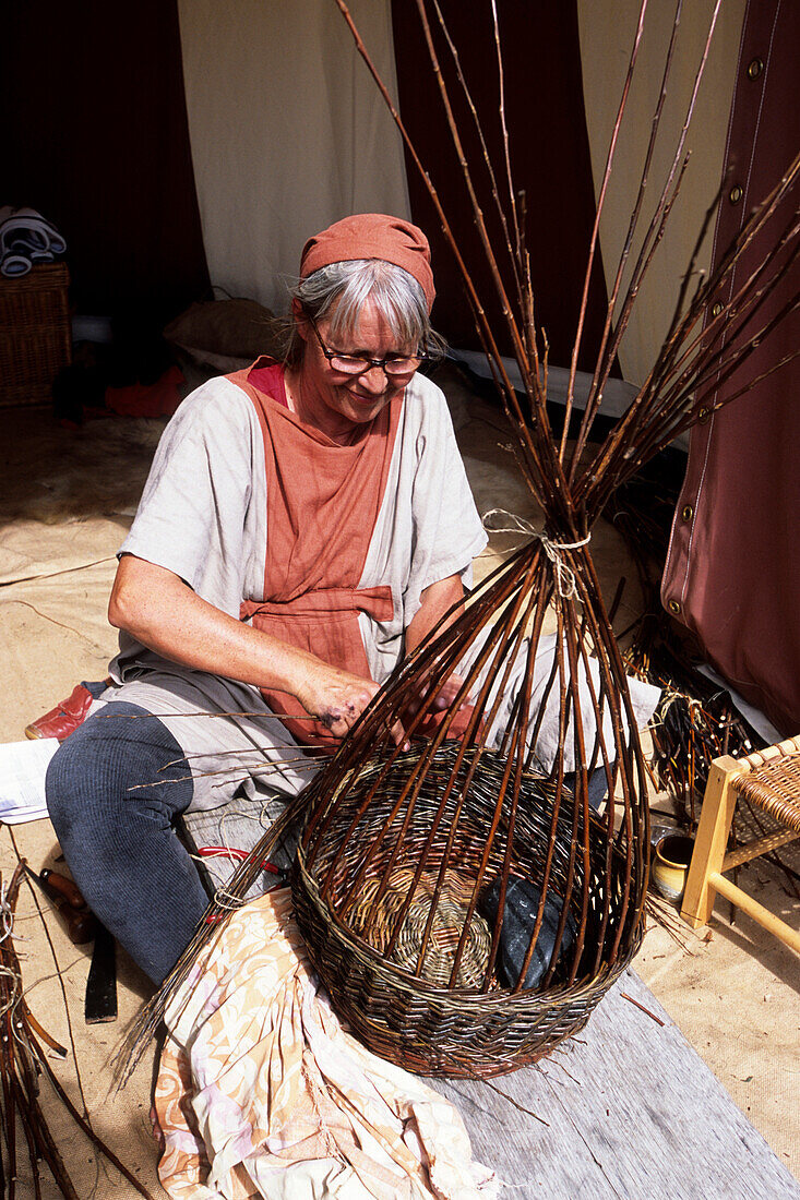 Basket weaver, Horsens Middelalder Festival, Medieval festival, Horsens, Southern Jutland, Denmark