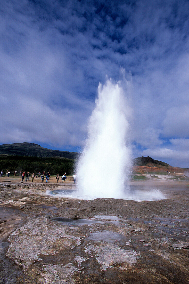 Große Geysir Strokkur, Eruptionssäule, Geysir, Island