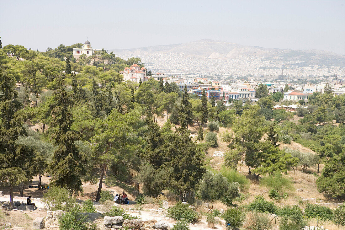 Blick von Akropolis auf die Stadt, Athen, Griechenland