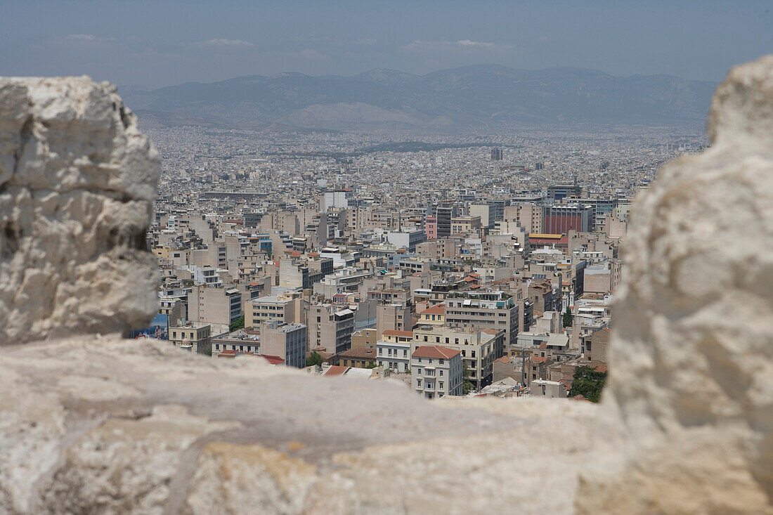 Blick von Akropolis auf die Stadt, Athen, Griechenland
