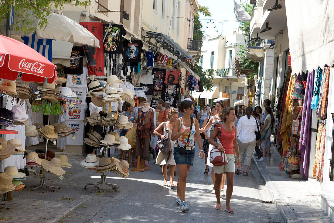 Pedestrians, Plaka, the oldest historical area of Athens, Athens, Greece