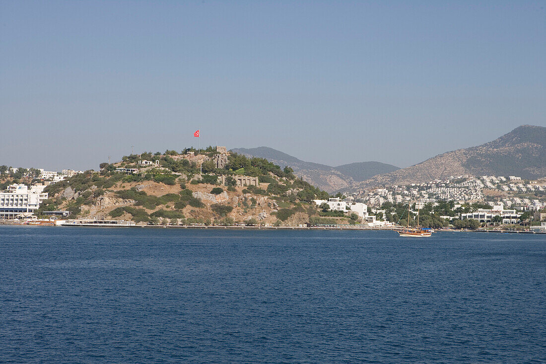 View from the sea upon St. Peter´s Castle, Bodrum, Turkish Aegean, Turkey