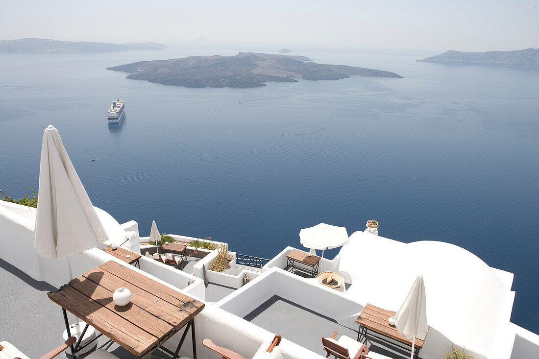 Cliffside restaurant, Fira, Santorini, Cyclades, Greece