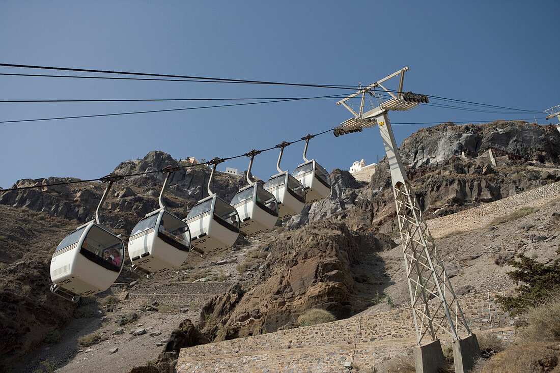 Gondel, Seilbahn, Fira, Santorini, Kykladen, Griechenland