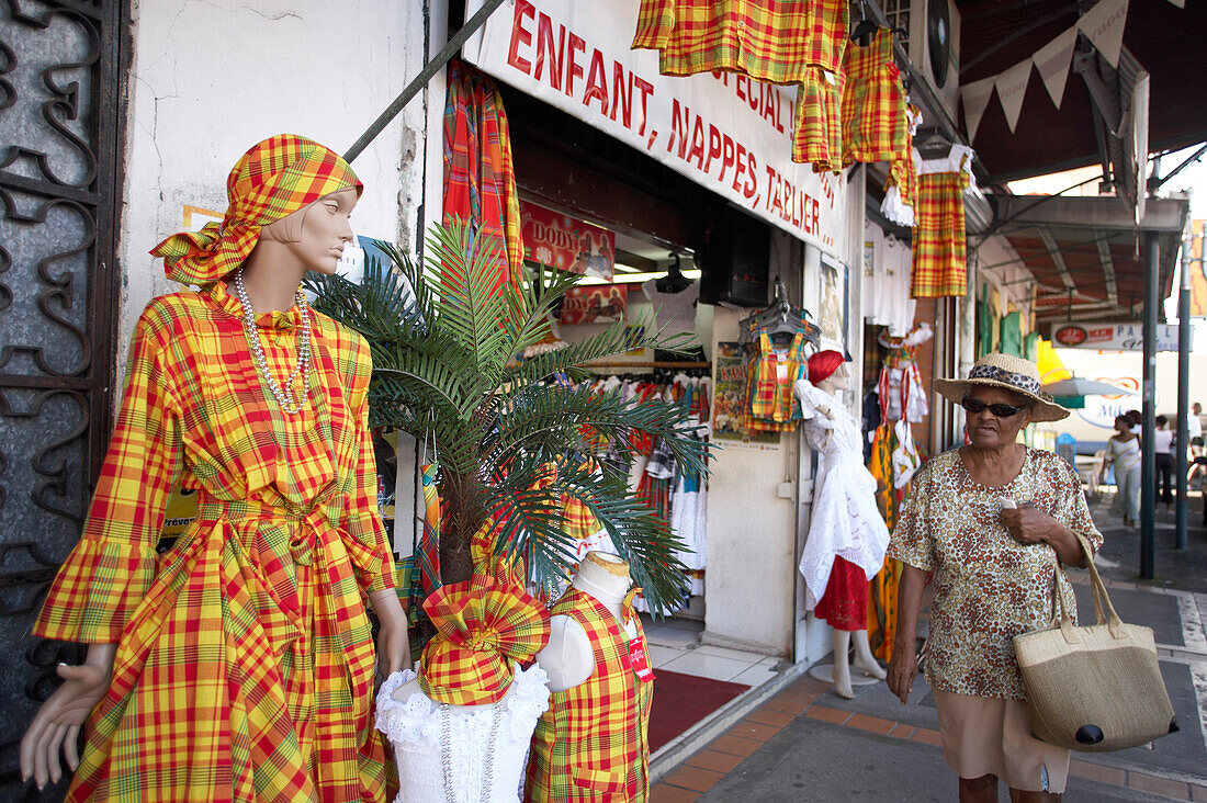 Market, Doll, Woman, Shop Entrance, Market in Pointe-a-Pitre, Grande Terre, Guadeloupe, Caribbean Sea, America