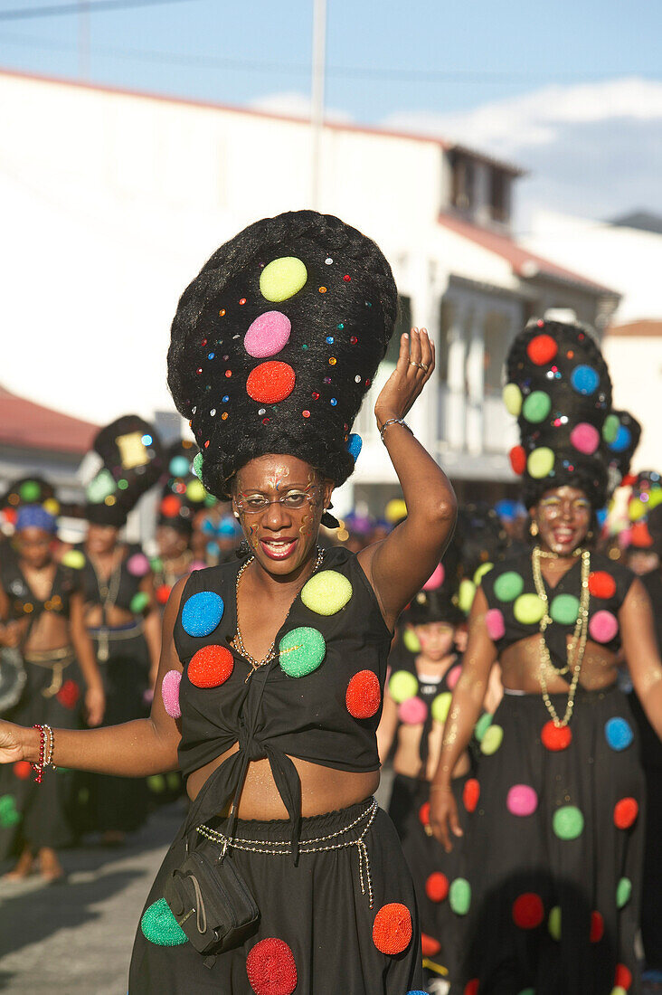 Disguised Woman, Carnival, Le Moule, Beauty Queen at the Carnival, Grande-Terre, Guadeloupe, Caribbean Sea, America