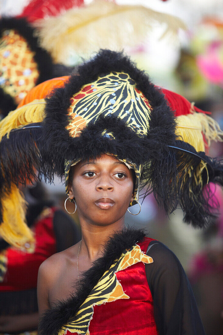 Girl, Carnival, Le Moule, girl at the Street-Carnival, Grande-Terre, Guadeloupe, Caribbean Sea, America