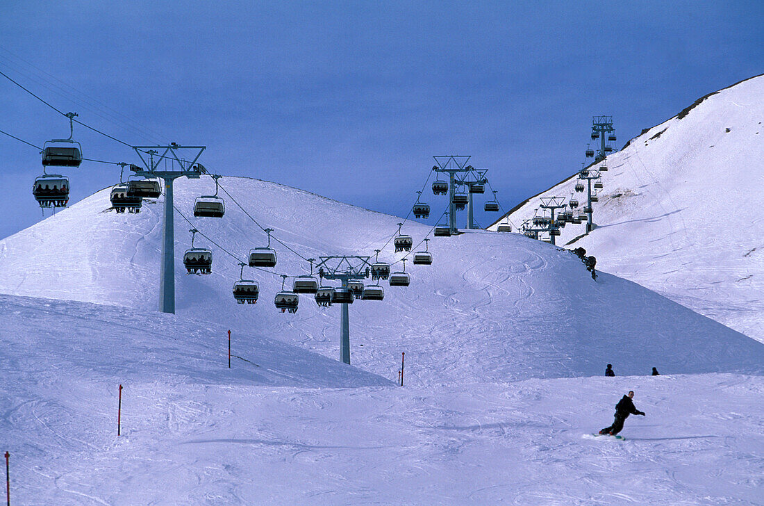 Skiing region, Samnaun, Graubuenden Switzerland