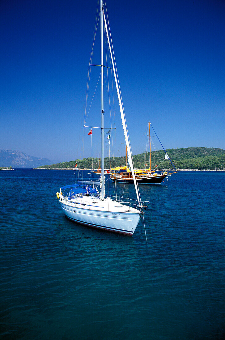 Two yachts, Cleopatra Beach, Marmaris, Turkey