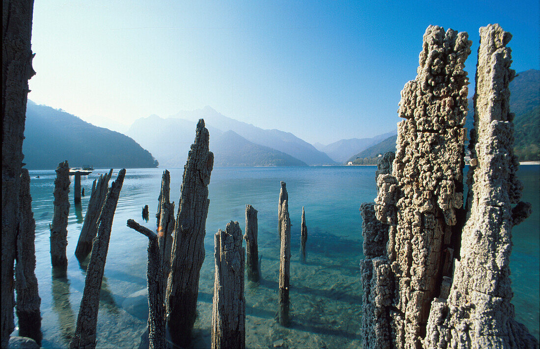Landscape at Lago di Ledro, west of lake Garda, Trento, Italy, Europe