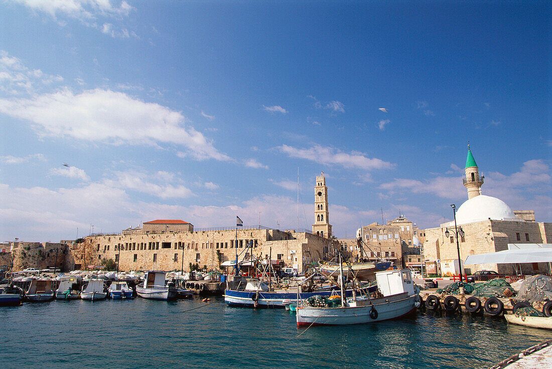 Stadtbild mit Hafen, Akko Israel