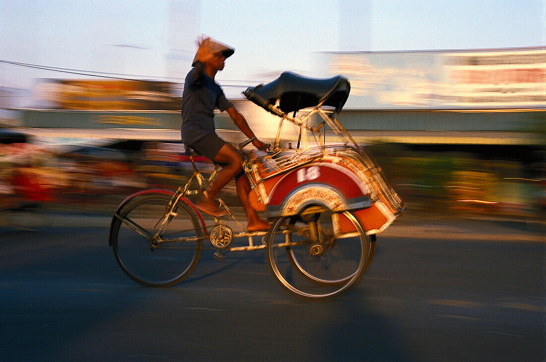 Rikschafahrer, Yogyakarta Java, Indonesien