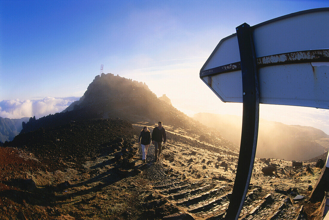 Hikers at Pico do Arieiro, Madeira, Portugal