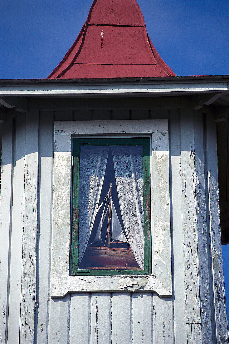 Sailing boat in a window, Vaxholm, Stockholm Archipelago, Sweden