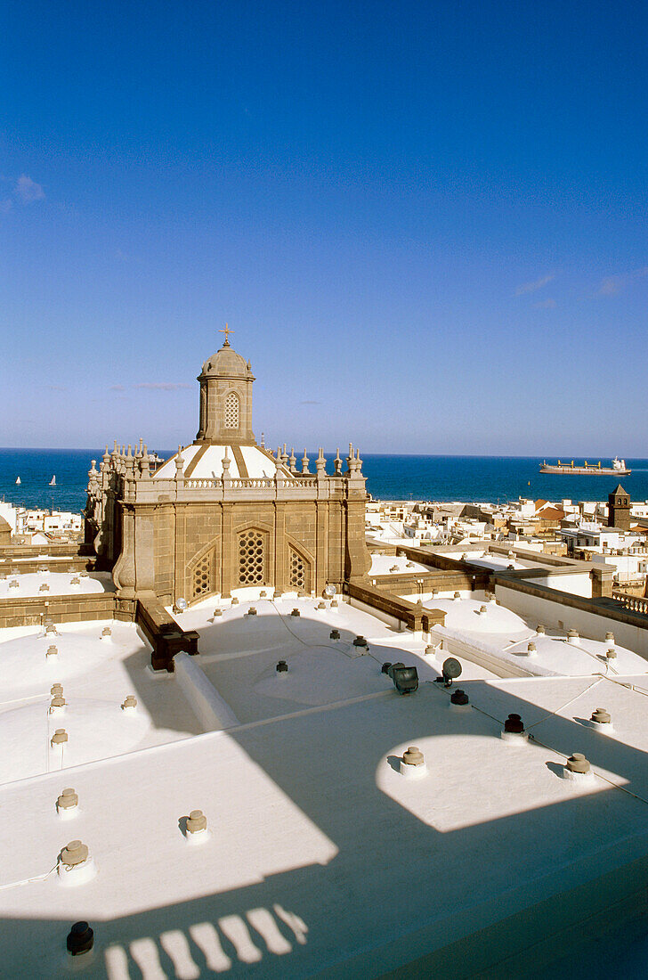 Stadtübersicht vom Dach der Kathedrale Santa Ana, Vegueta, historisches Stadt-Zentrum, Las Palmas de Gran Canaria, Gran Canaria, Kanarische Inseln, Atlantik, Spanien