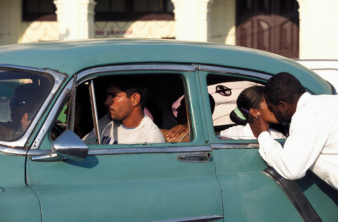 Passenger in Old Taxi, Havana Cuba, Caribbean