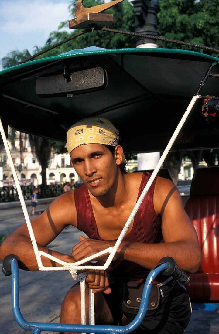 Bike Taxi Driver, Old Havana Cuba, Caribbean
