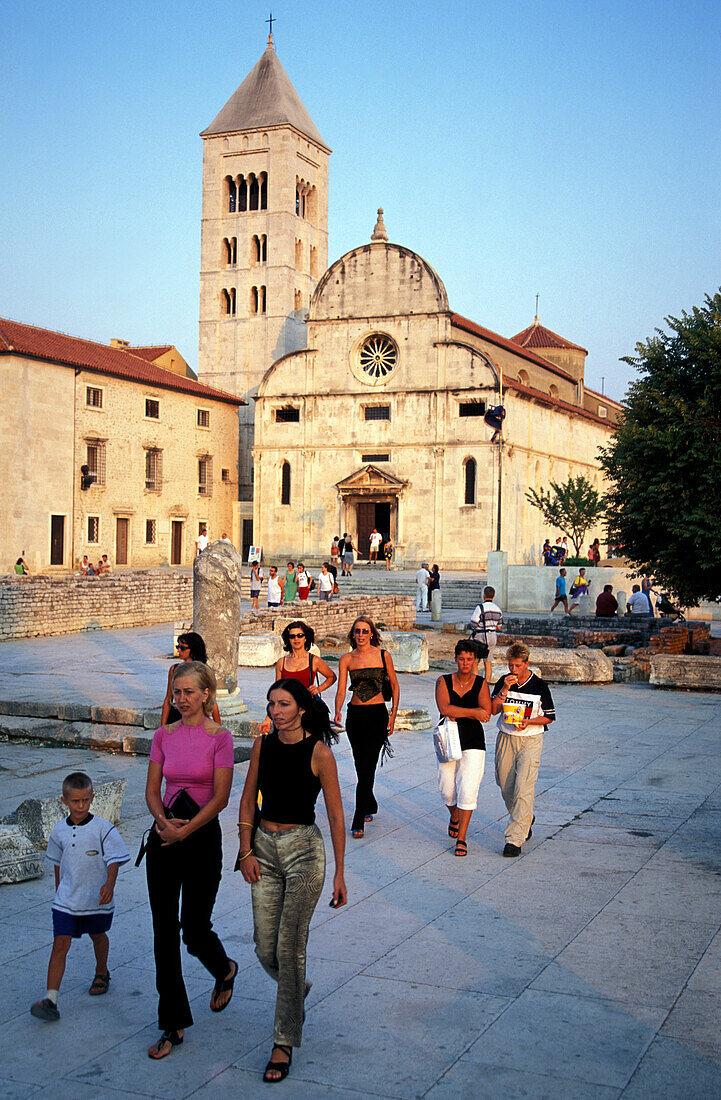 People in front of the Church of Our Lady, Zadar, Dalmatia, Croatia, Europe