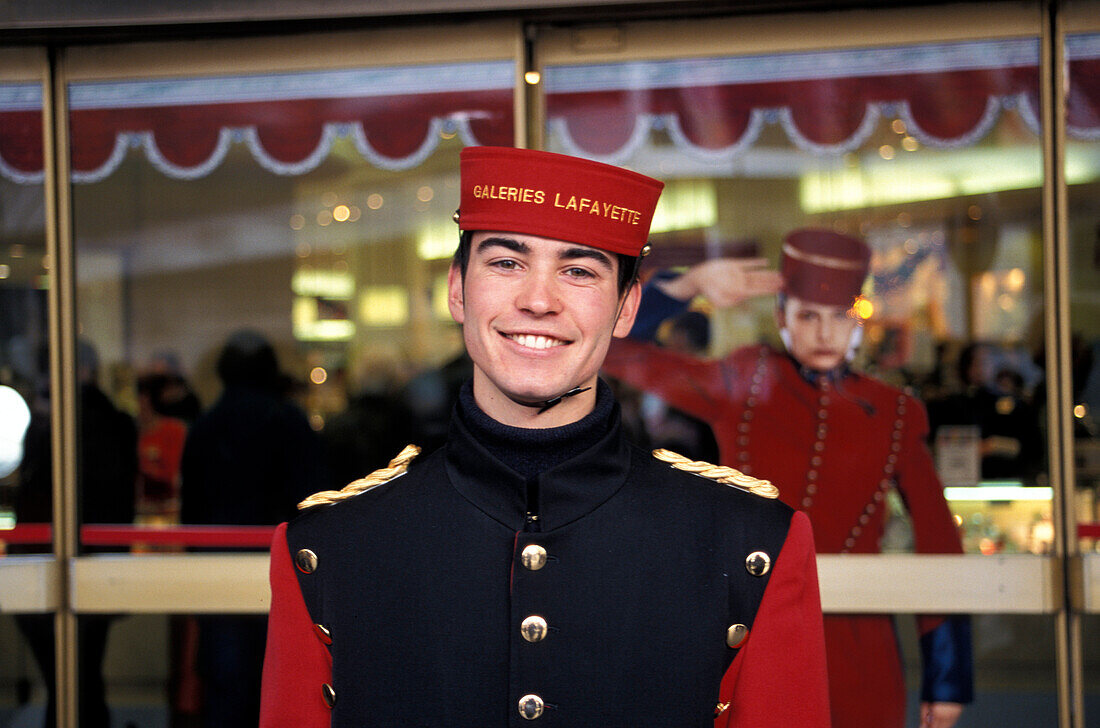 Employee in Uniform, Galerie Lafayette Paris, France